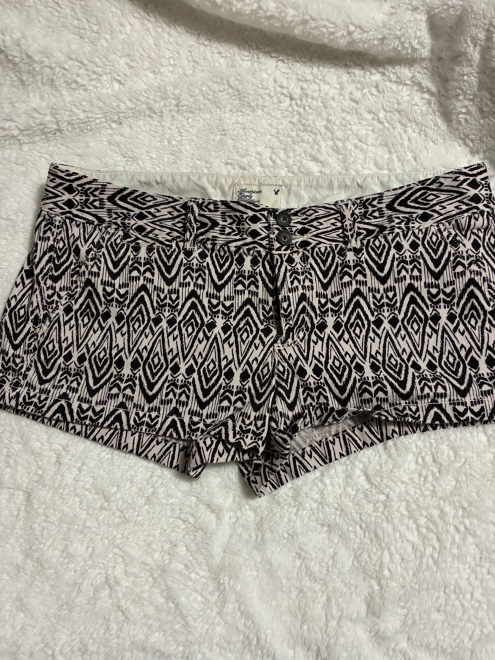 American Eagle Outfitters Black and White Geometric Jean Shorts
